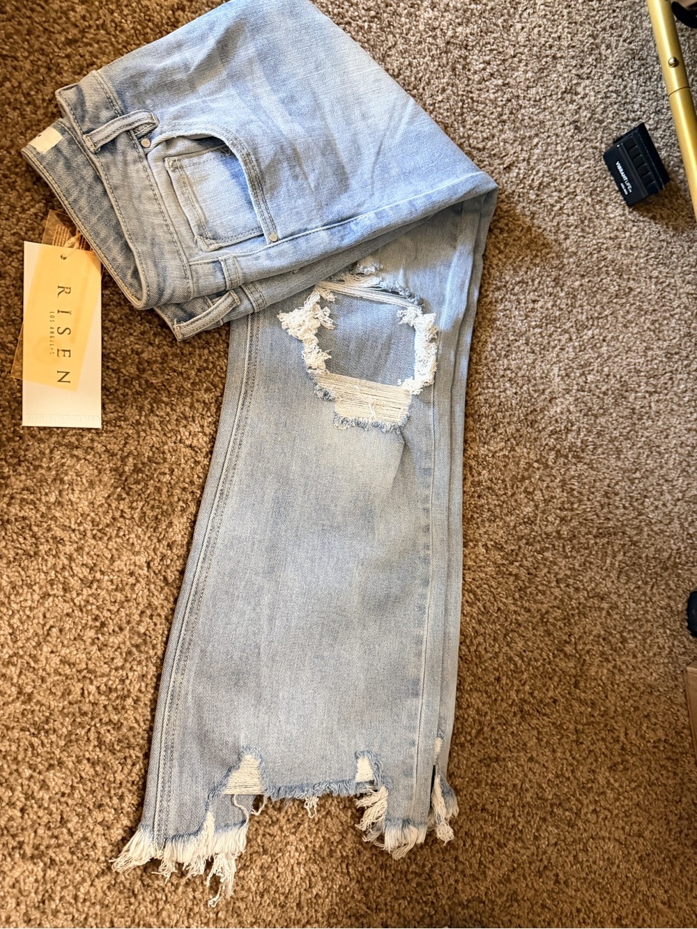 Risen Light Blue Distressed Women's Jeans
